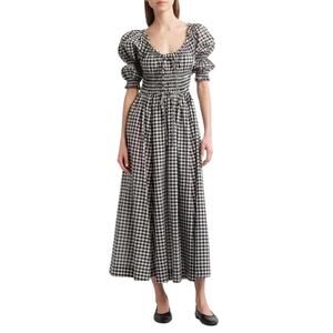 NEW DÔEN ischia dress in noir greta gingham